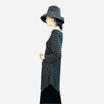 Cable & Gauge Women's Asymmetrical Stripe Sweater Tunic M Black Grey 30" VG