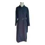 Authentic Burberry 100% Wool Navy Blue Midi Trench Coat Women's 10 Waterproof