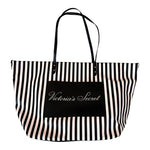 Victoria's Secret Weekend Tote Bag 21"x12"x5.5" Pink Sparkle Stripe Shopper EXC
