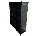 12-Cube DIY Modular Plastic Closet Organizer Bookcase Storage Shelves Black NIB