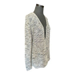 Belldini Gray Gold Lurex Knit Duster Cardigan Open Front Women M 33" VG
