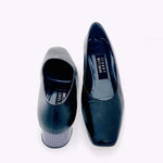 STUART WEITZMAN Black Leather Low Heel Pumps Mirrored Accent Women’s 5.5