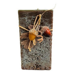 Artisan Pillar Candle Holly Berry Acorn Christmas 6x3" Handmade Wax Holiday Gift