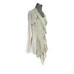 A'REVE Womens Asymmetrical Cardigan L Beige Lace Hook Front Open Duster Jacket