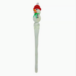 Glass Snowman Teardrop Ornament 6.5” Red White Green Holiday Christmas Decor