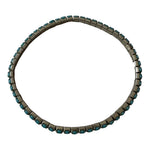Beaded Silver Tone Emerald Bracelet Elastic One Size Nickel Free Fashion Jewelry