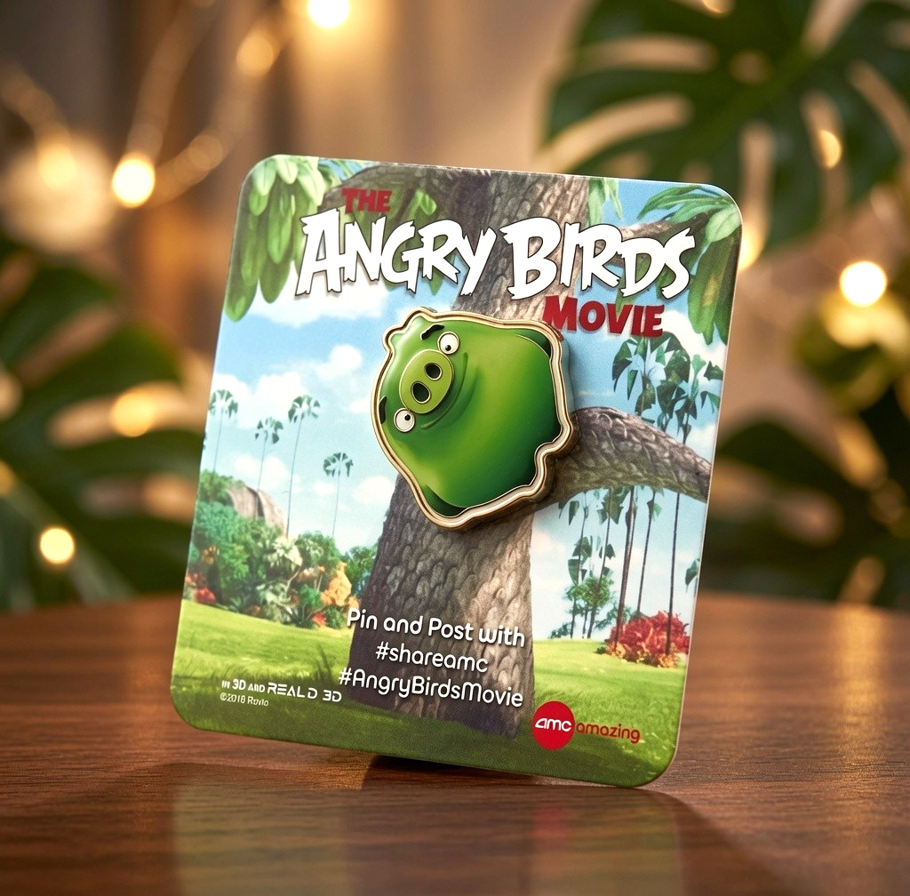 AMC Theaters 2016 Angry Birds Movie Green Pig Character Enamel Promo Pin NIP
