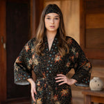 Luxury Batik Silk Blend Floral Kimono Robe Women’s Wrap Robe One Size NIB