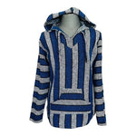 Mexican Baja Hoodie L Rainbow Rug Jumper Unisex Blue Grey Black Surf Poncho New