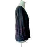 SNT Women's Black Purple Striped Cardigan Size S Button Front Acrylic Cropped VG