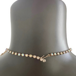 Vintage Rhinestone Choker Necklace Pale Gold Sparkly Statement Dress Jewelry VG