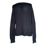 Lauren Ralph Lauren Women's Black Ribbed Knit Boat Neck Sweater L Off Shoulder
