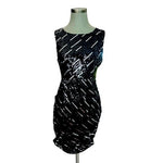 Alice Olivia Silk Sequin Sheath Dress Black Keyhole Back Size S