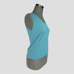 EILEEN FISHER Teal Crinkle Knit V-Neck Sleeveless Tank Top Size S NWT