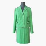 Studio G Lime Green Pencil Skirt Suit Blazer Set Tie Pockets Size 10 NWT