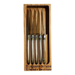 Rare Vintage Laguiole Jean Dubost Steak Knife Set Gold Plated France