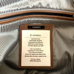 VESSEL Brown Blue Denim Canvas Leather Tote Bag Weekend Shoulder Zip Very Good