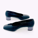 STUART WEITZMAN Black Leather Low Heel Pumps Mirrored Accent Women’s 5.5