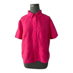 Kathy Ireland Women's Magenta Pink Silk Blouse XL Short Sleeve Button Front VG