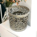 Yankee Candle Matrix Brushed Silver Metal Candle Holder 4" Candlestick New