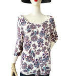 Kalleigh Women's Pink Paisley Print Cross Back Blouse M Cotton Rayon Multicolor