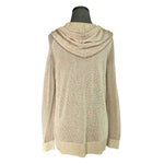 Michael Kors Lurex Gold Metallic Mesh Crochet Knit Hooded Pullover Womens Sz S