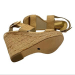 MICHAEL KORS Posey Gold Leather Espadrille Wedge Sandals Women 5.5 5" Heel G+