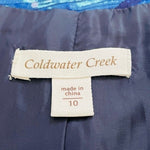 Coldwater Creek Womens Jacket 10 Floral Multicolor Zip Front Cotton Blazer 3/4