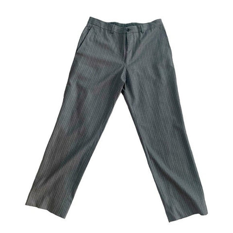 ETRO Milano Italy Gray Striped 100% Wool Flat Front Tailored Dress Pants Size 52