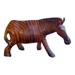 African Hand Carved Wood Zebra Statue 7"x4.25" Figurine Art Decor Imported VG
