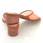 NIB KARL LAGERFELD Paris Coral Transparent Slip-On Block Heel Sandals Size 6