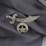 Rare Vintage 60s Masonic Order Eastern Star Scimitar Sword Brooch Rhinestone VG