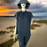 Cable & Gauge Women's Black Lace Short Sleeve Funnel Neck Blouse L Crochet G+