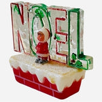 Vintage Xmas Acrylic NOEL Figurine 3"x2.5" Red Green Clear Ornament VG