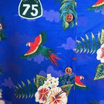 Koz Events Women Blue Hawaiian Print Button Front Shirt M Polyester Short Sleeve