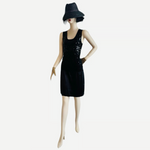 INTIMISSIMI Italy Black Satin Sequin Bodycon Midi Dress Small Medium Stretchy VG