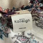 Kalleigh Women's Pink Paisley Print Cross Back Blouse M Cotton Rayon Multicolor