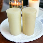 Beige Pillar Candles Openwork Pattern 6 Tall Set of 2 Handmade Holiday Decor NEW