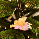Vintage Heavenly Angel Playing Trumpet Christmas Tree Ornament 2.25”