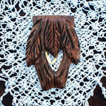 Vintage Brown Tree Bark Scarf Clip Plastic Metal Silver Tone 2" Shirt Clip VG