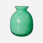 Vintage Teal Cayman Glass Bud Vase Art Deco 4.5" with Floral Arrangement 10" VG