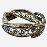 Oxidized Silver Elastic Bangle Bracelet Women's Artisan Costume Jewelry Gift