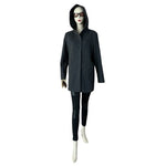 JASON KOLE Women's Charcoal Grey Wool Coat Size M Hooded Button Front Lined VG