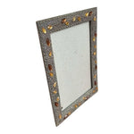 Vintage Crystal Incrusted Photo Frame Heavy Metal Floral Tabletop 6.5x4.5