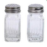 Cooking Concepts Glass Salt Pepper Shaker Set Metal Tops 3.5" Kitchen Tableware
