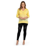 ZARA Women's Yellow V-Neck Knit Sweater Size M Long Sleeve Elastic Hem Pullover