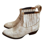Matisse Mustang White Distressed Leather Ankle Booties Women's Size 8.5 Cowboy