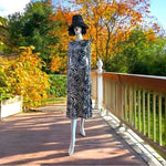 Topshop Zebra Print Midi Dress Sz 8 Beige Brown Long Sleeve Sheer Polyester EXC