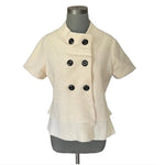 CLASSIQUES ENTIRE White Merino Wool Short Sleeve Coat Women's Layered Jacket Top