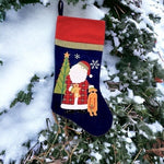 Holiday Home Santa Hooked Christmas Stocking 18"x10" Handmade NWOT Festive
